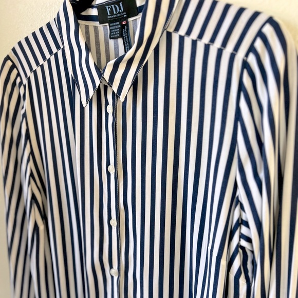 FDJ blouse stripes navy size 8 medium - Picture 2 of 8